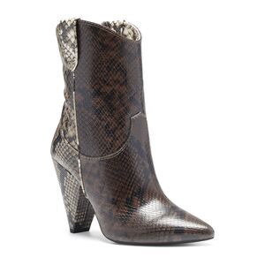 INC Womens Brown Snake Pull Tabs Bevie Cone Heel Slip On Western Boot 7 M